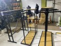 Stojak na odzież gondola z półką czarny drewno