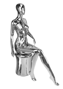 EMA-PS04 Manekin damski siedzący Silver Chrome