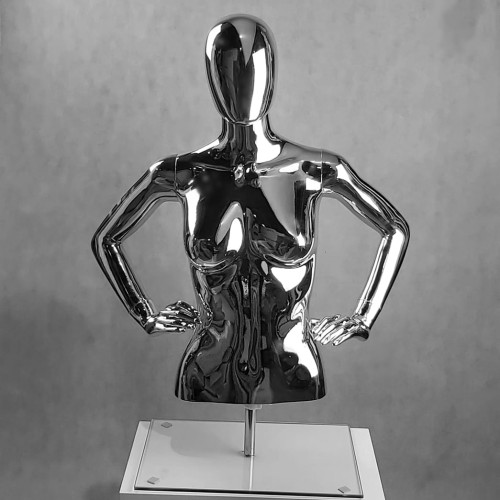EMA-P307 Manekin damski tors Silver Chrome