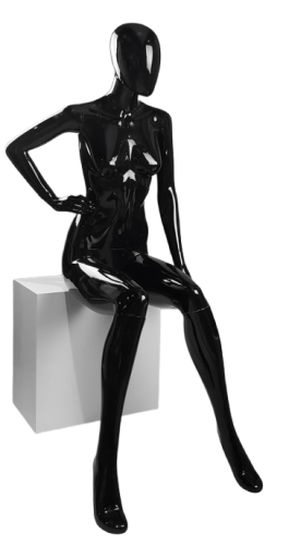 EMA-P700 Manekin damski siedzący czarny połysk
